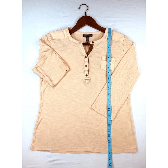 Lauren Jeans Co,  Ralph Lauren Beige Cotton Blend Long Sleeve Henley, Sz - Picture 5 of 7